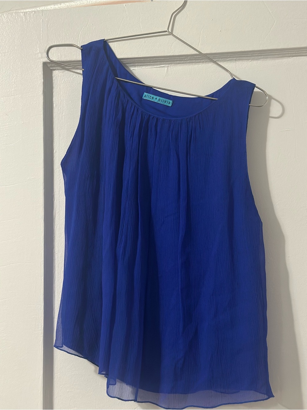 Alice & Olivia Pleated Chiffon Tank Top